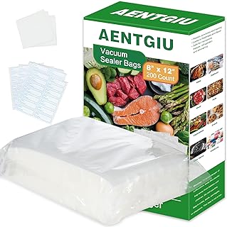 200 Vacuum Sealer Bags For Food, 8x12 Inch Thick BPA Free Vacuum Sealer Storage Bags, Compatible with All Vac Machines, Food Saver, Seal a Meal, Weston, Commercial Grade Precut Prep Sous Vide Bags