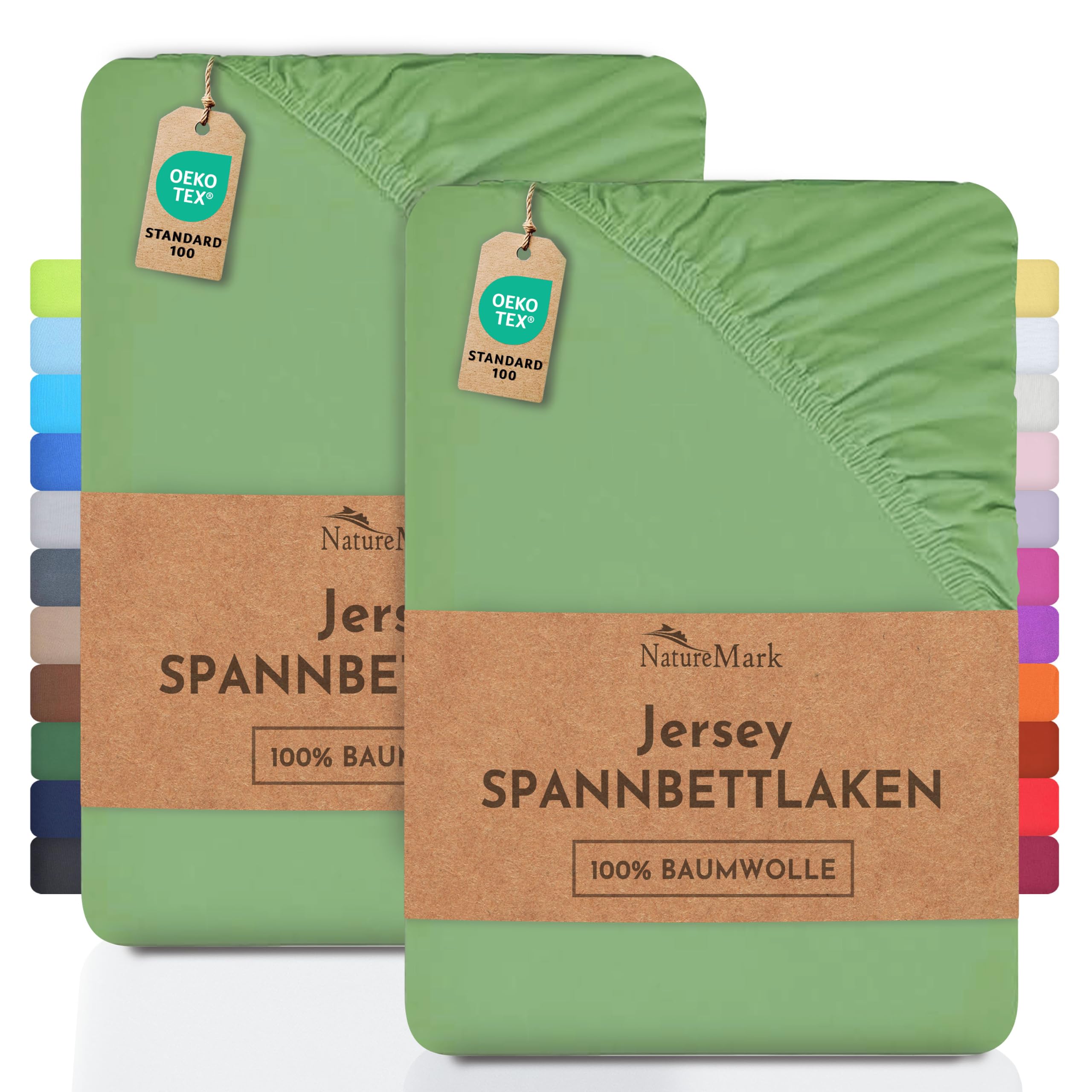 NatureMark Pack of 2 Children's Jersey Fitted Sheets, 100% Cotton, Many Sizes an