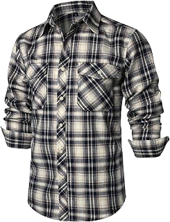 ZEROYAA Men's Plaid Flannel Long Sleeve Shirt