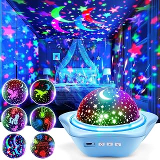 Night Light for Kids Sensory Toys, 6 Films Star Projector Light for Bedroom | 78 Colors Ceiling Star Lights Projector,Autism Toys for Baby Toddler Boy Gifts 1-8, 360°Rotion Rechargeable Lamp Room Decor