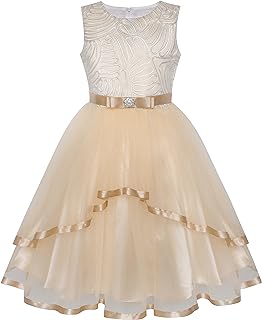 Sunny Fashion Flower Girls Dress Blue Belted Wedding Party Bridesmaid Size 4-12