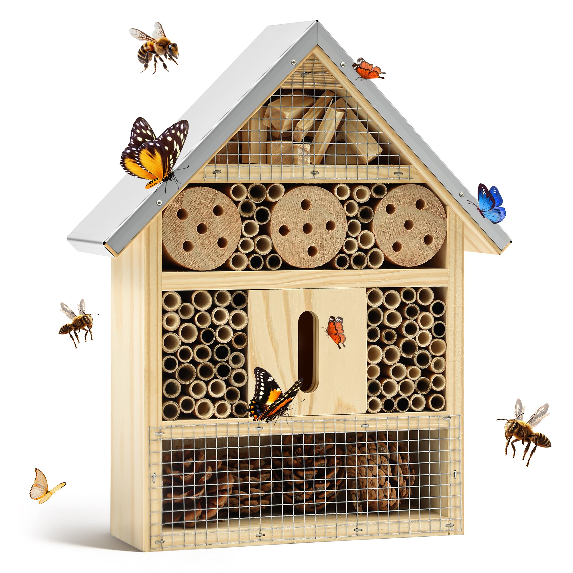 UUMENHA Insect Hotel & Mason Bee House,Butterfly House, Ladybug Hotel | Multi-Fu