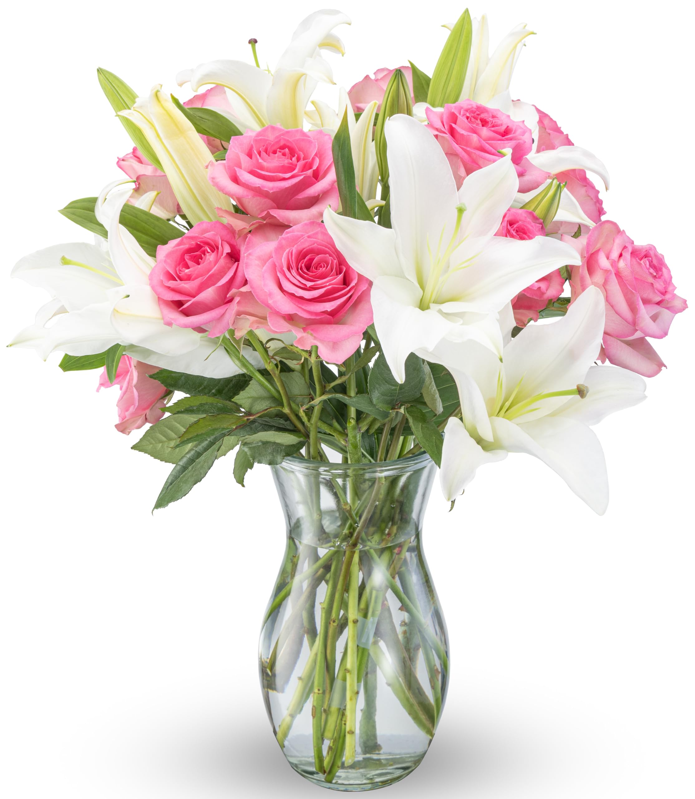Benchmark Bouquets Oriental Lily & Pink Rose Bouquet – Real Fresh Flowers for De