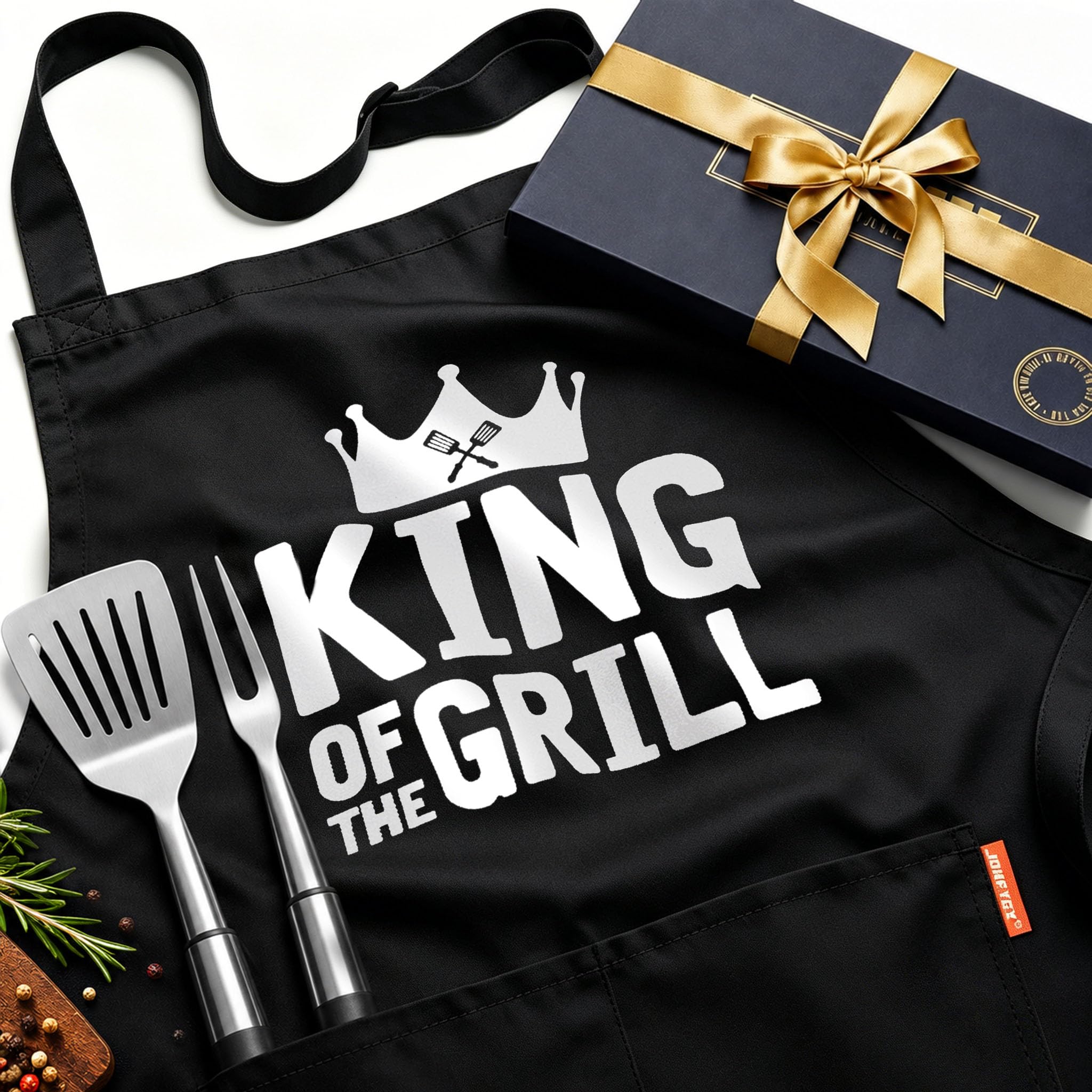 Kitchen Apron Gift for Men, BBQ Grilling Apron with 2 Pockets, Funny Birthday Ch