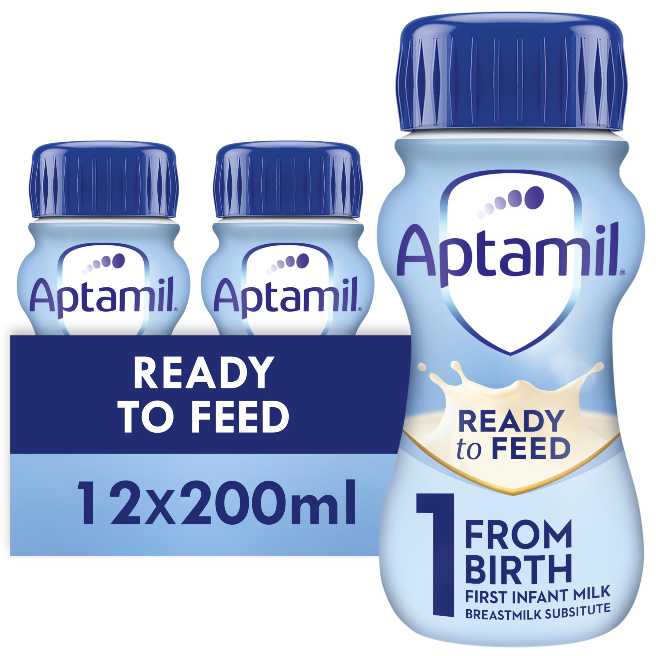 Aptamil 1 First Infant Baby Milk Liquid Formula, Ready to Feed, 12x200ml | Ready