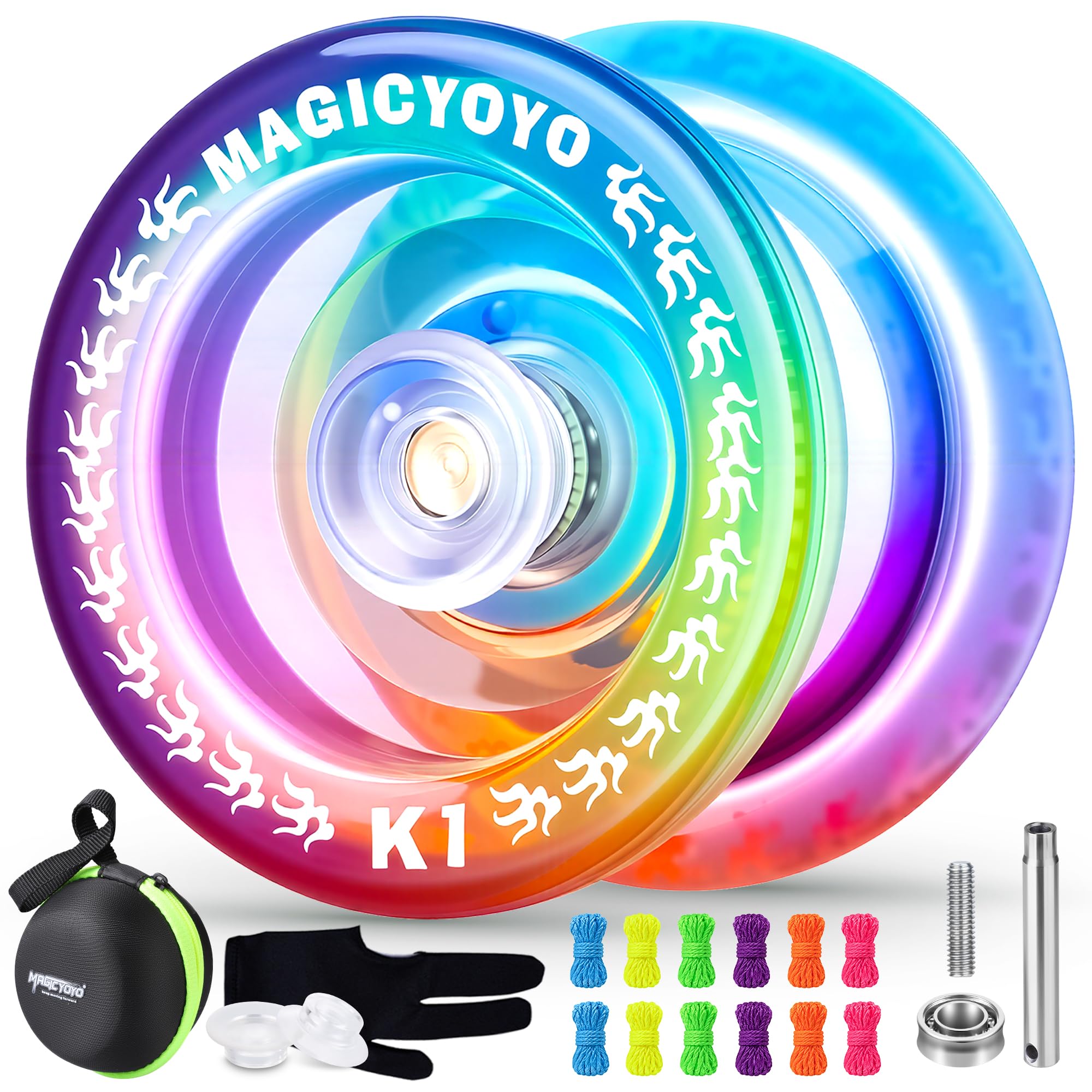 MAGICYOYO Responsive YoYo K1-Plus for Kids Beginners with Yoyo Storage Bag + 12 