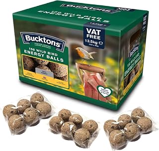 Bucktons High Energy Fat Balls - Box of 150 x 90g Boost Natural Suet Food for Wild Garden Birds. Great for Ground Feeder, Bird Tables. Comes with Card