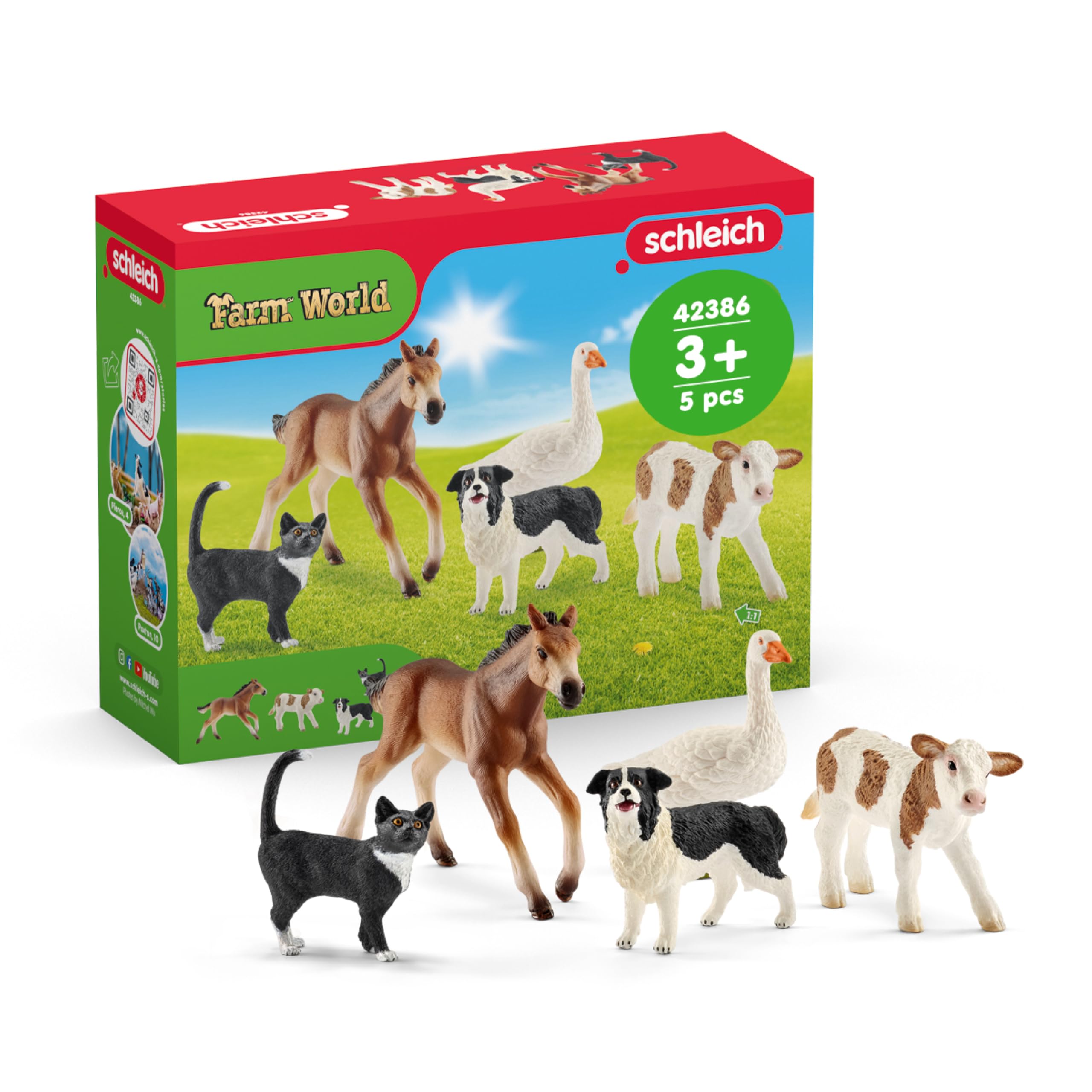 Schleich Farm World - 5Pc Farm Animal Playset - Kids Ages 3+ | 42386 | Farm Anim