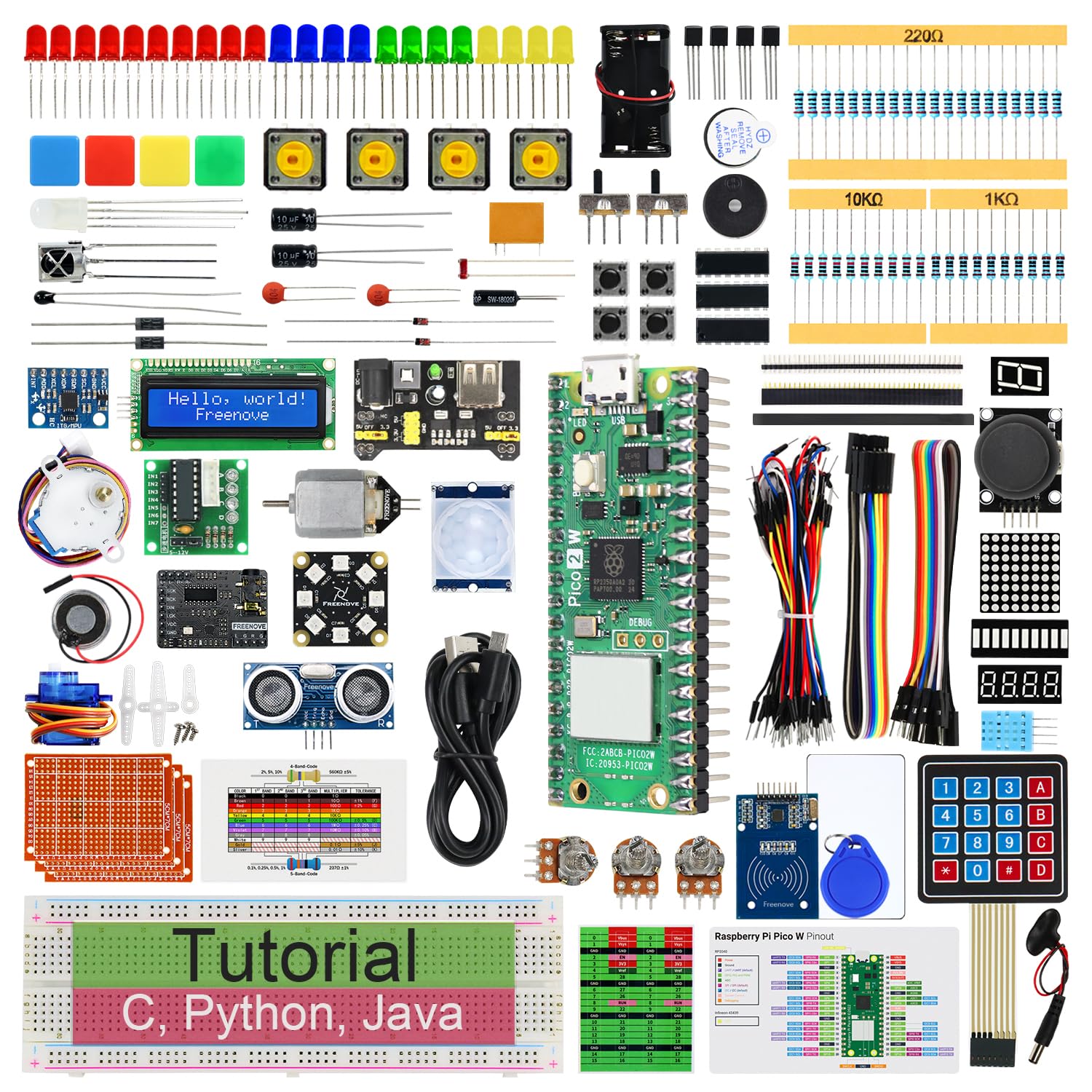 Freenove Ultimate Starter Kit for Raspberry Pi Pico 2 W (Included), Dual Arm Cor