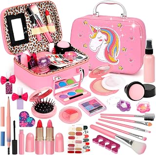 Kids Makeup Kit Girls Toys,Washable Makeup Kit Real Cosmetic,Princess Little Girls Makeup Set Kids Toys for 3 4 5 6 7+ Year Old Girls Christmas Birthday Gifts