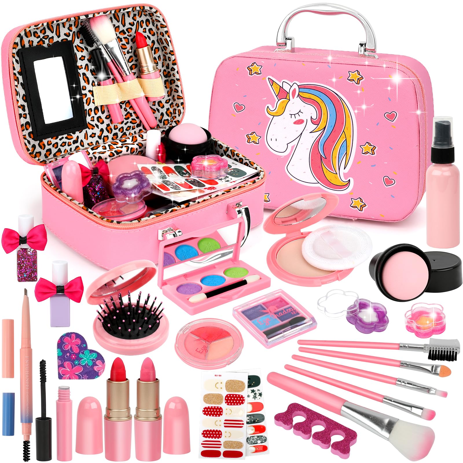 Kids Makeup Kit Girls Toys,Washable Makeup Kit Real Cosmetic,Princess Little Gir