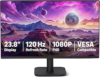 Amazon Basics 23.8-inch 1080P Computer Monitor, 120 Hz, HDMI, DP, VGA, VESA Compatible for Office, Home