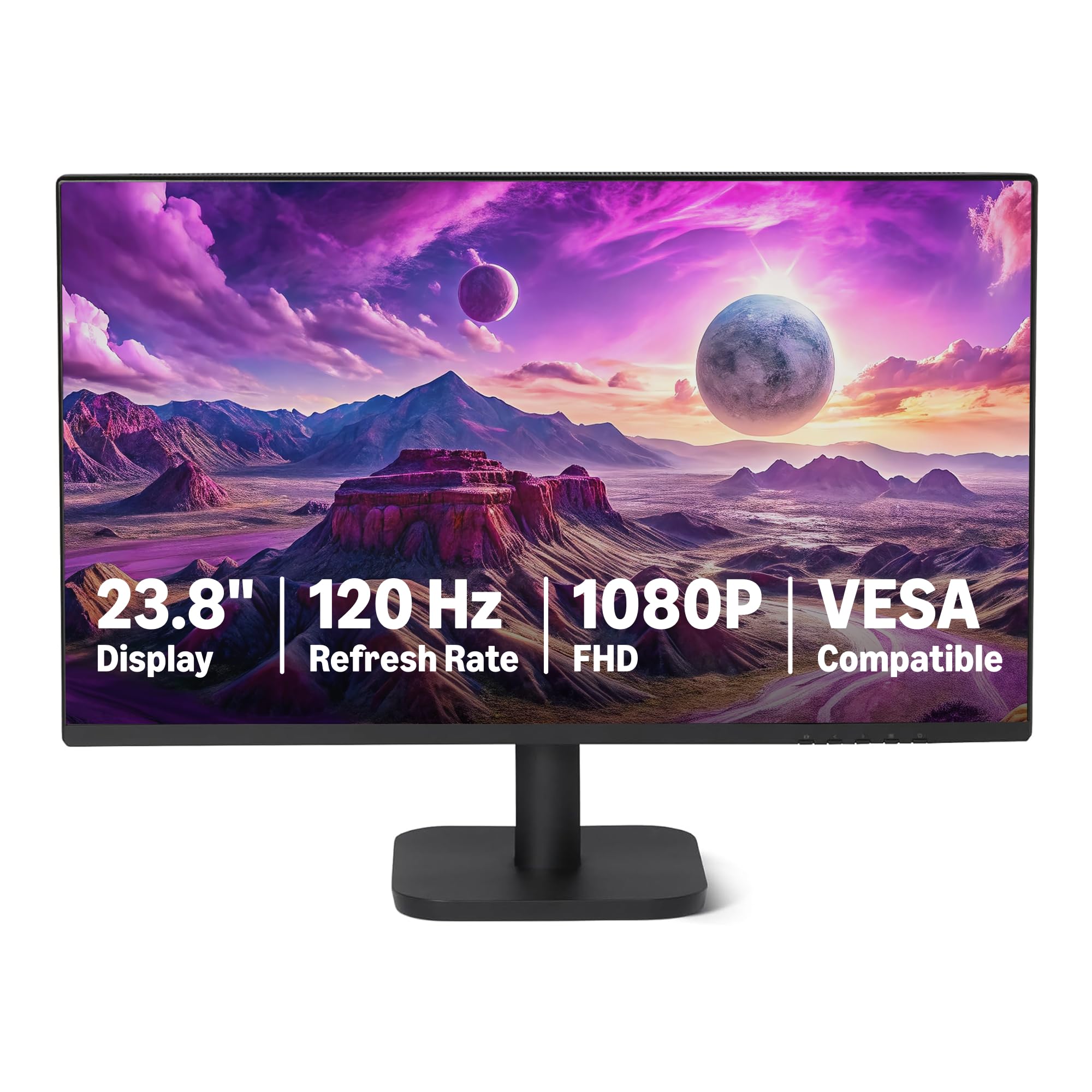 Amazon Basics 23.8-inch 1080P Computer Monitor, 120 Hz, HDMI, DP, VGA, VESA Comp