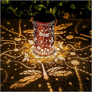 Dragonfly Solar Lanterns Outdoor Waterproof Hanging Solar Lights Dragonfly Gifts for Women Men Mom Metal Decorative LED Lanterns for Yard, Patio, Lawn, Pathway, Landscape, Garden Decor