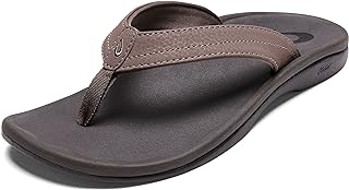 OluKai Ohana Men's Beach Sandals, Quick Dry Water Resistant and Lightweight, Compression Molded Footbed and Ultra Soft Fit, Dark Java Ray, Size 42, Dark Java Radius., 39 EU