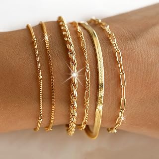 Gold Bracelet Stack for Women Layered Non Tarnish Snake Silver Chain Cuban Link 2025