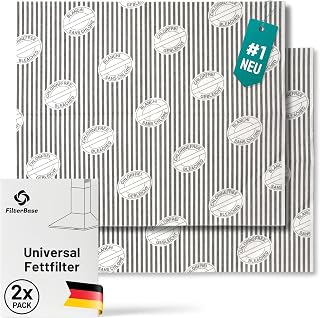 FilterBase Universal Grease Filter Cooker Hood | Pack of 2 | Filter for Extractor Hood with Saturation Indicator, Compostable, Can Be Cut to Size, 57 x 47 cm