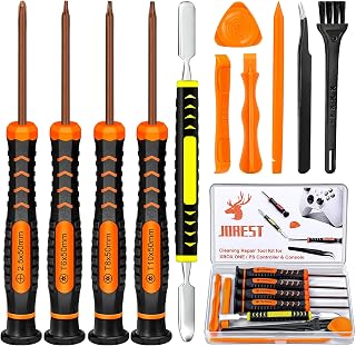 JOREST Cleaning Repair Tool Kit for PS4 PS3 PS5 Xbox One/360, PH0 T6 T8 T10 Torx Security Screwdriver for Controller & Console, with Crowbars Tweezers