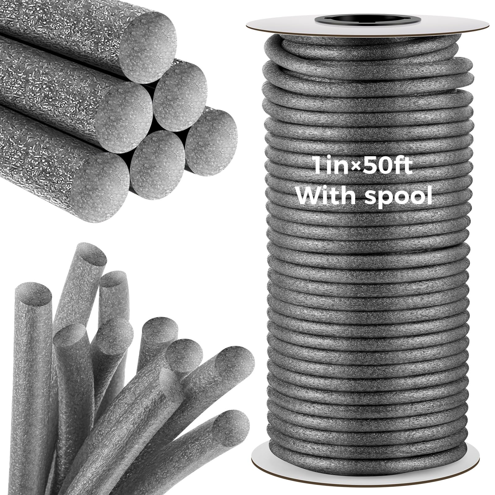 MotiMind Foam Backer Rod for Gap, 1 Inch X 50 ft, Gray, 1 Roll | Caulk Saver Con