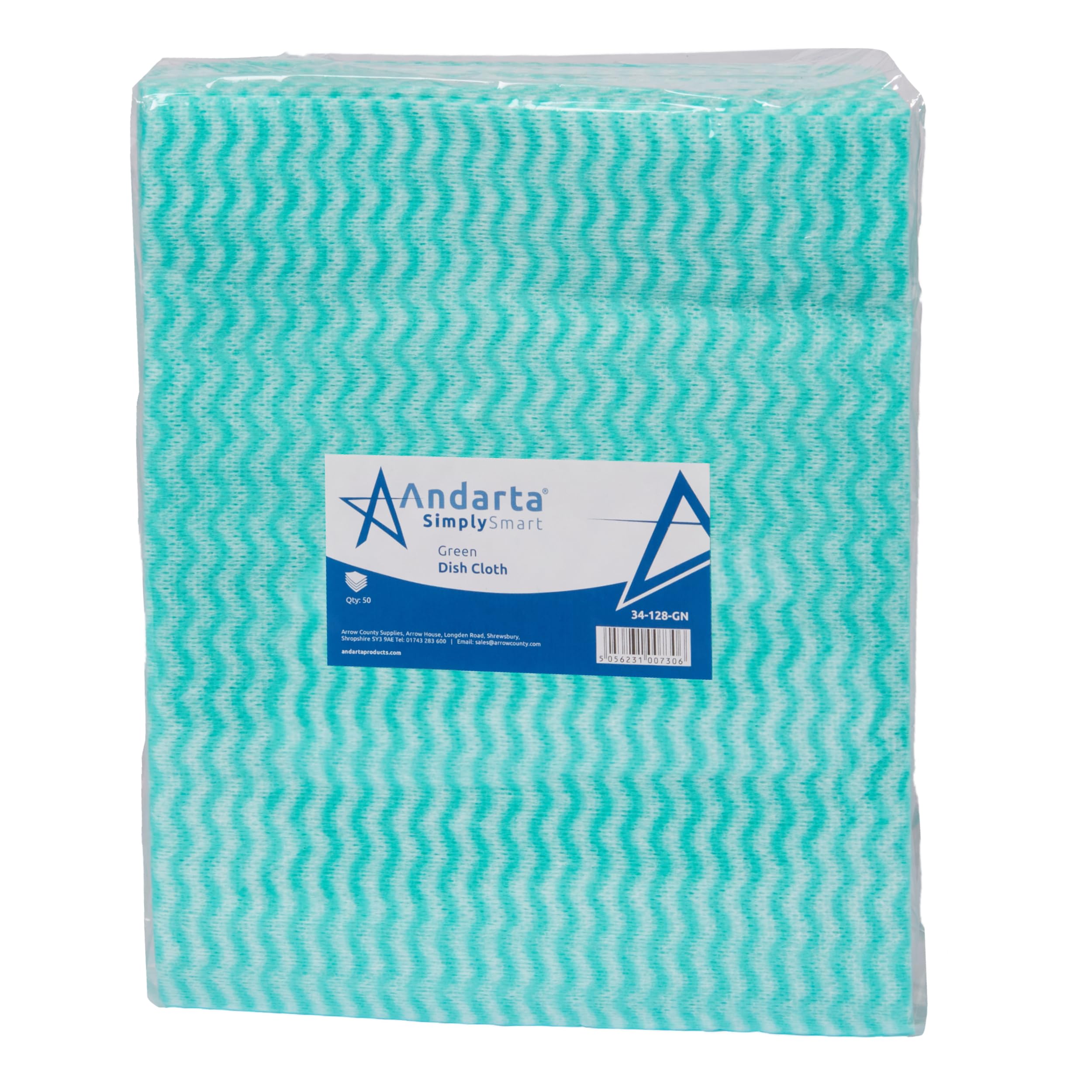 andarta - Green J-Dish Cloths - Pack of 50 (35 x 42cm) - Versatile Cleaning Clot