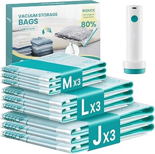 SONGMICS 9 Pack Vacuum Storage Bags, Electric Pump, 3M/3L/3Jumbo