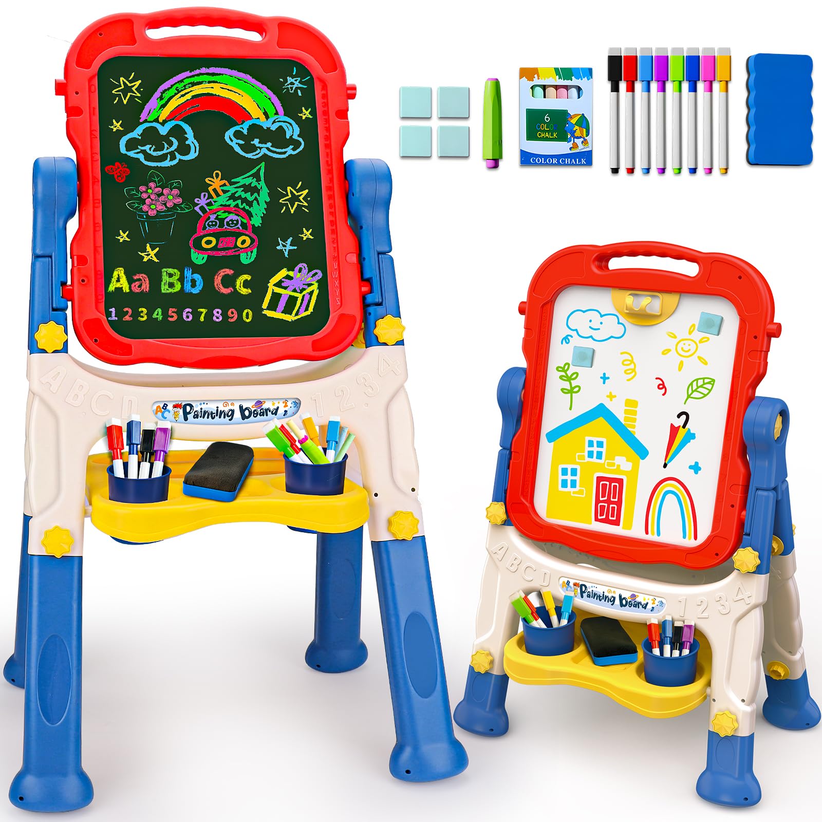 Easel for Kids Double-Sided Art Drawing Board Toys 3 4 Year Birthday Gifts | Whi