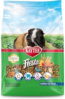 Kaytee Fiesta Guinea Pig Food, Nutritious Blend, 4.5 Pounds | Supports dental health. Complete diet for guinea pigs. Shapes and textures, guinea pig enrichment