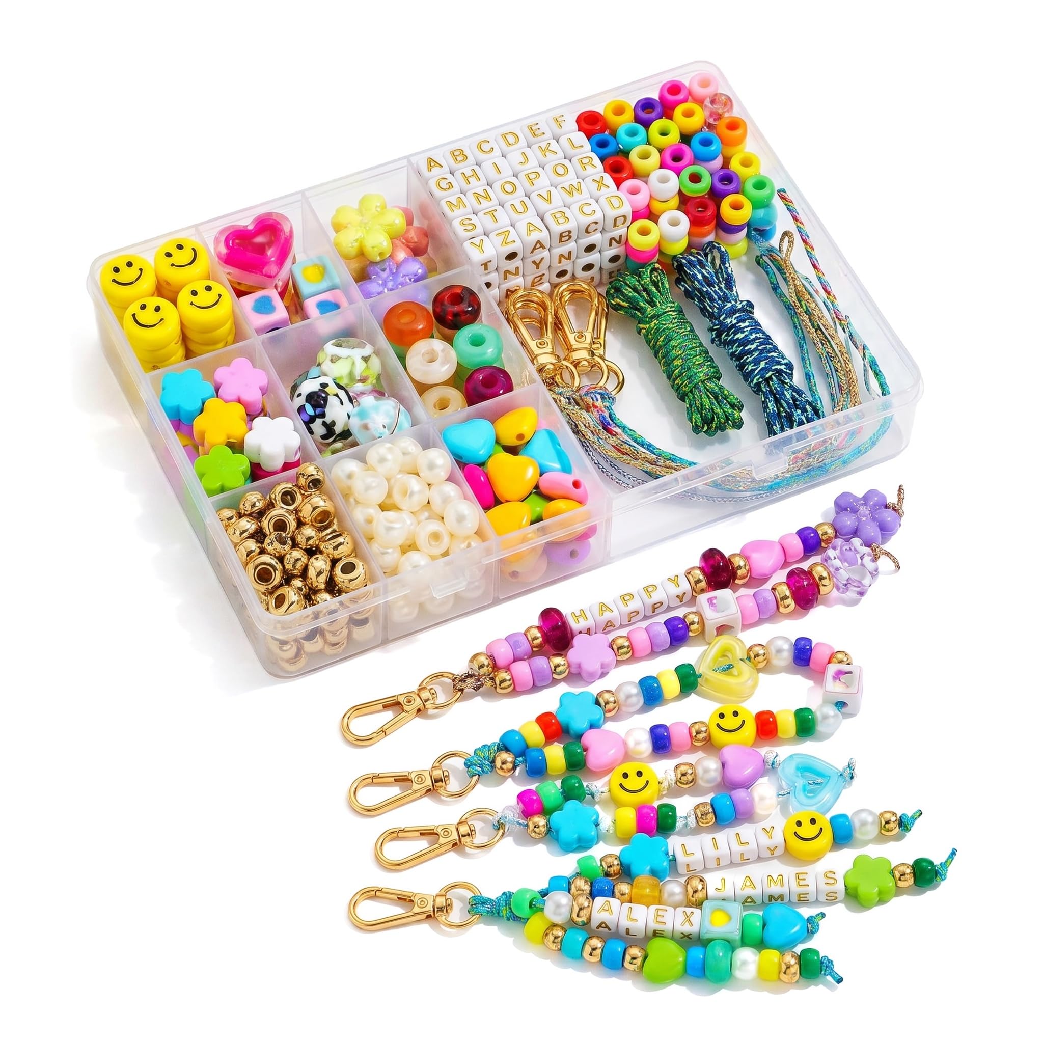 FIJEMAI 421 PCS DIY Beaded Keychain Making Kit, Bag Charm Craft Supplies – Acryl