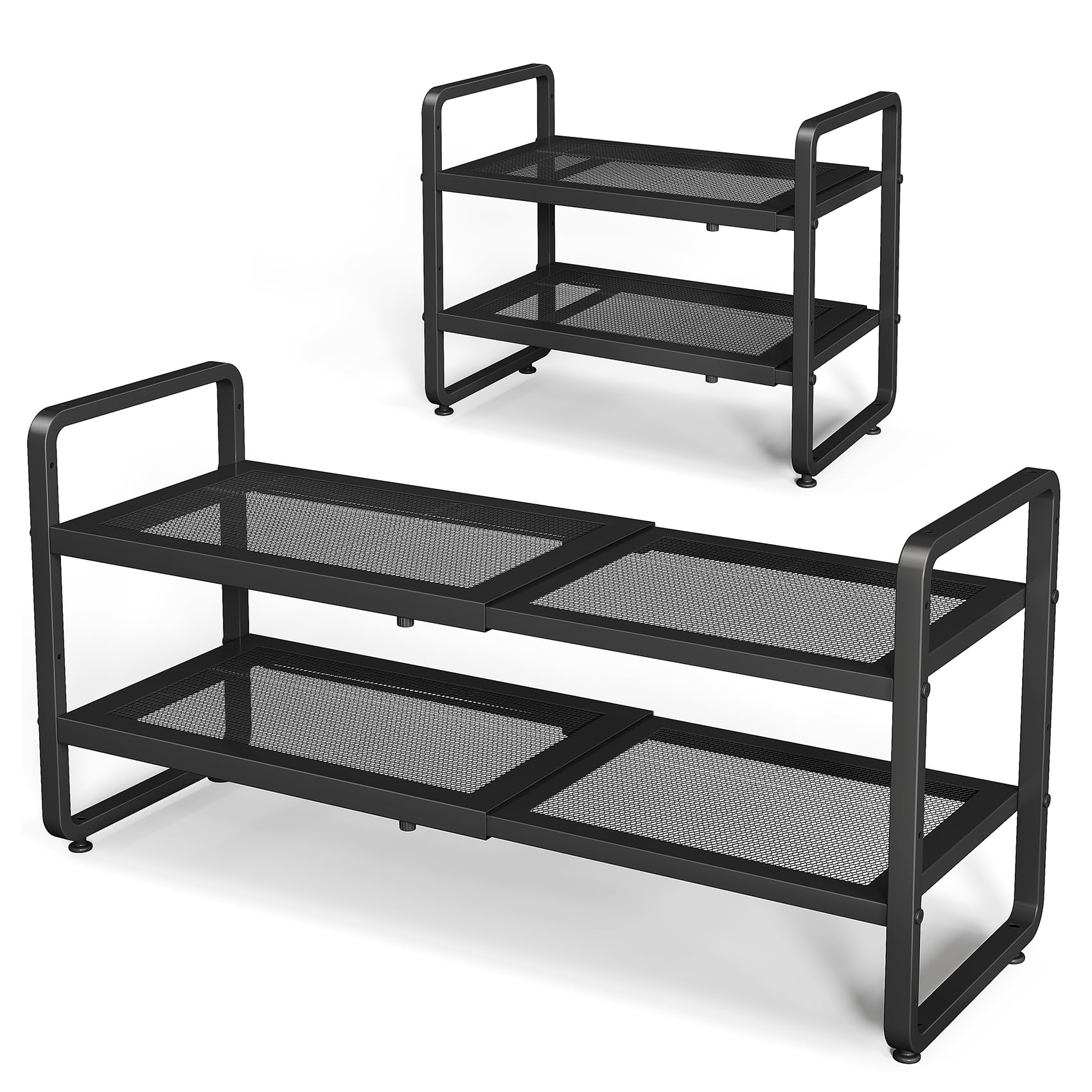 Expandable Metal Shoe Rack for Closet, Entryway & Garage, 2-Tier, Black | Adjust