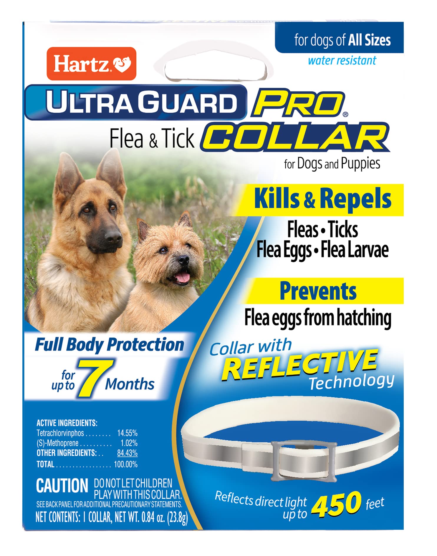 Hartz UltraGuard Pro Reflective Flea & Tick Collar for Dogs and Puppies, 7 Month