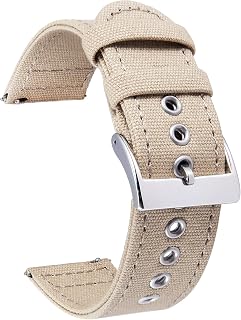 BINLUN Quick Release Canvas Watch Bands Strap for Fabric Watch 18mm 20mm 22mm 24mm Replacement Canvas Watch Straps for Men and Women with Silver/Black Buckle