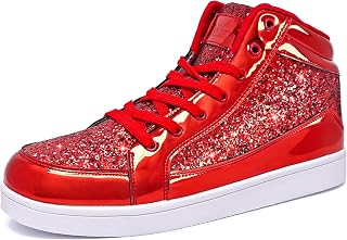IGxx Glitter Shoes Mens High Top Flashing Party Casual Lace-up Sneakers for Men