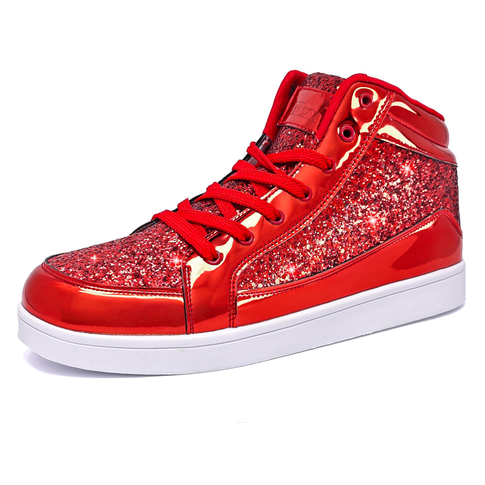 IGxx Glitter Shoes Mens High Top Flashing Party Casual Lace-up Sneakers for Men