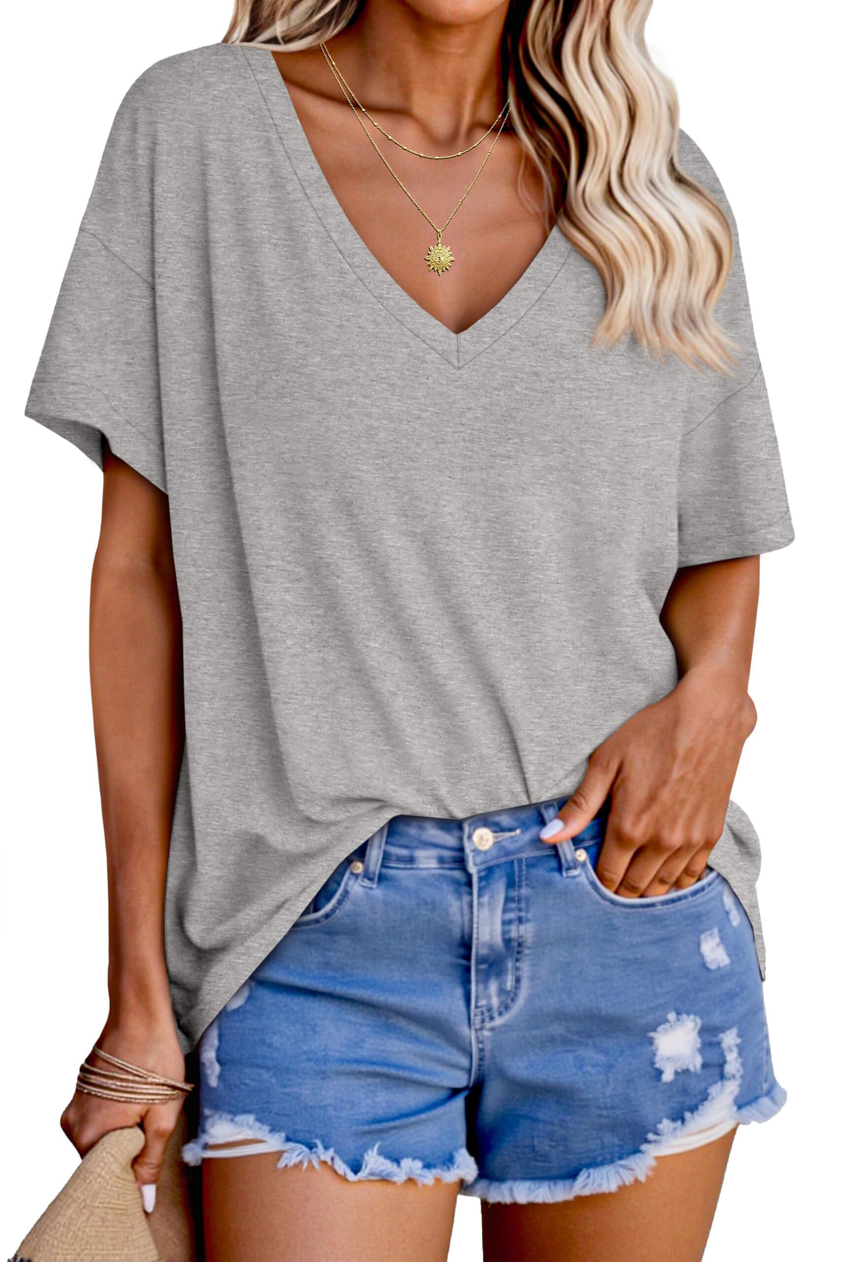 Tankaneo Oversized Short Sleeve T Shirts for Women Loose Fit