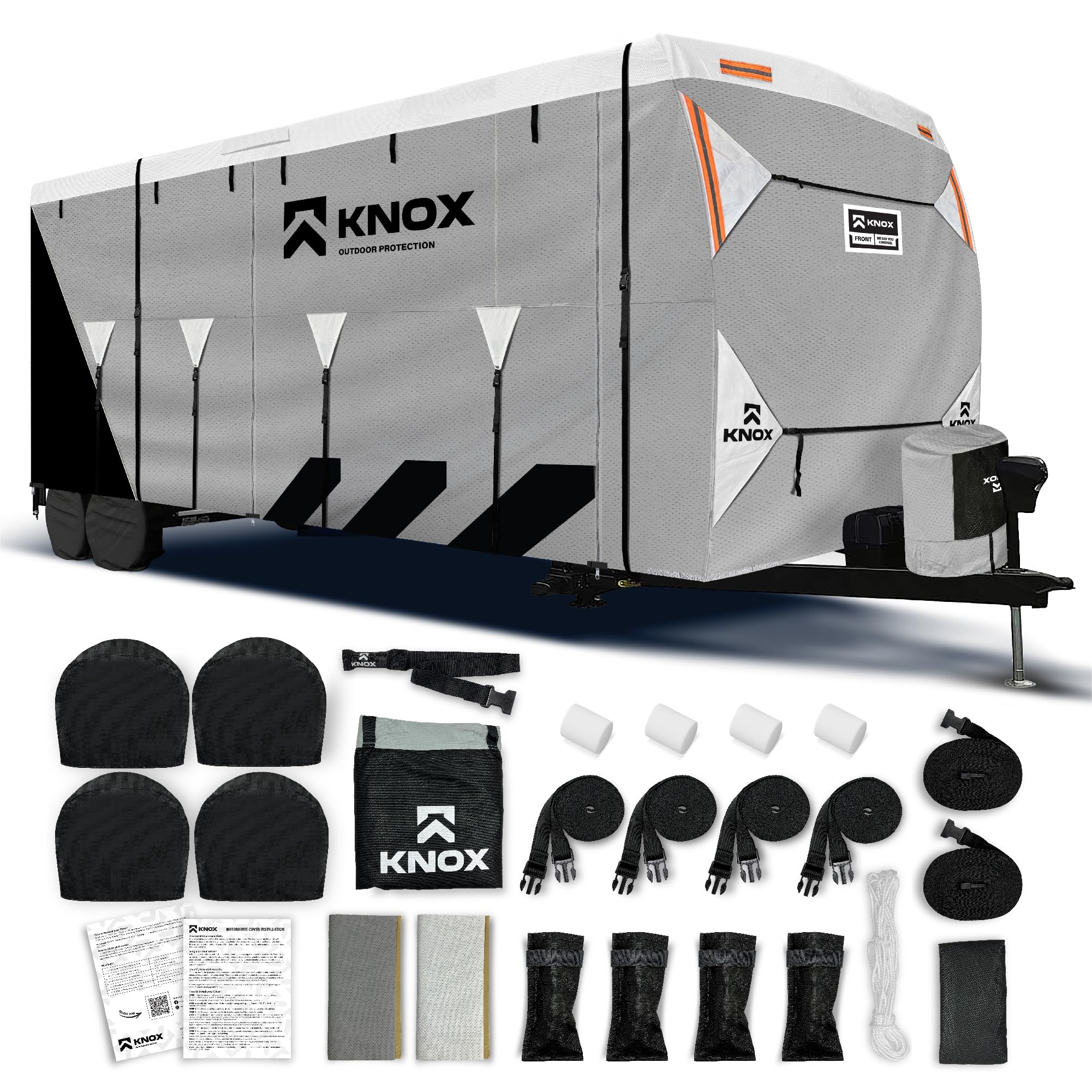 KNOX 2nd Gen Travel Trailer Cover, Anti-Tear APEX Fabric, Fits Motorhome RV, Toy