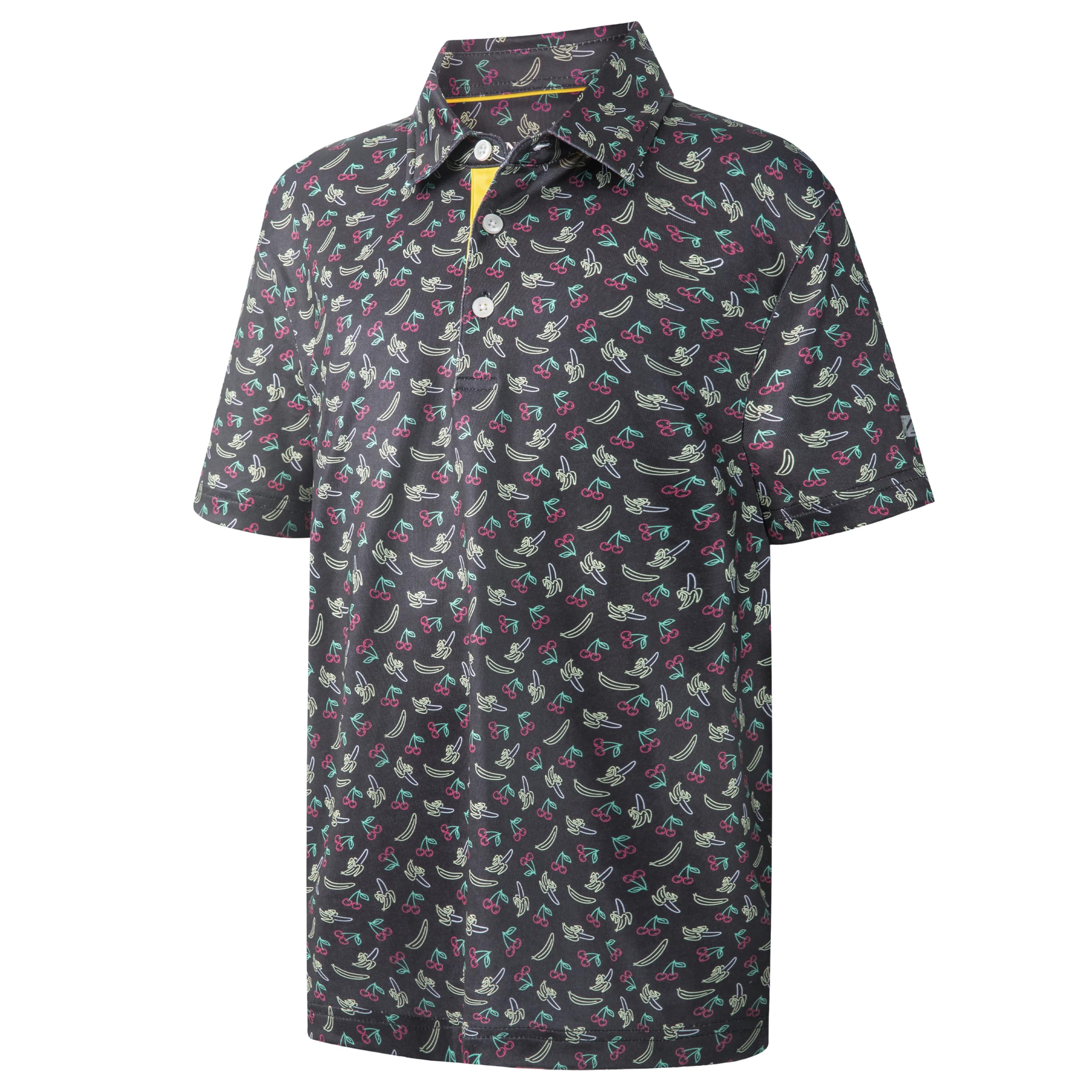 Boys Short Sleeve Performance Polo Shirt Dry Fit Stretch Funny Active Print Casu