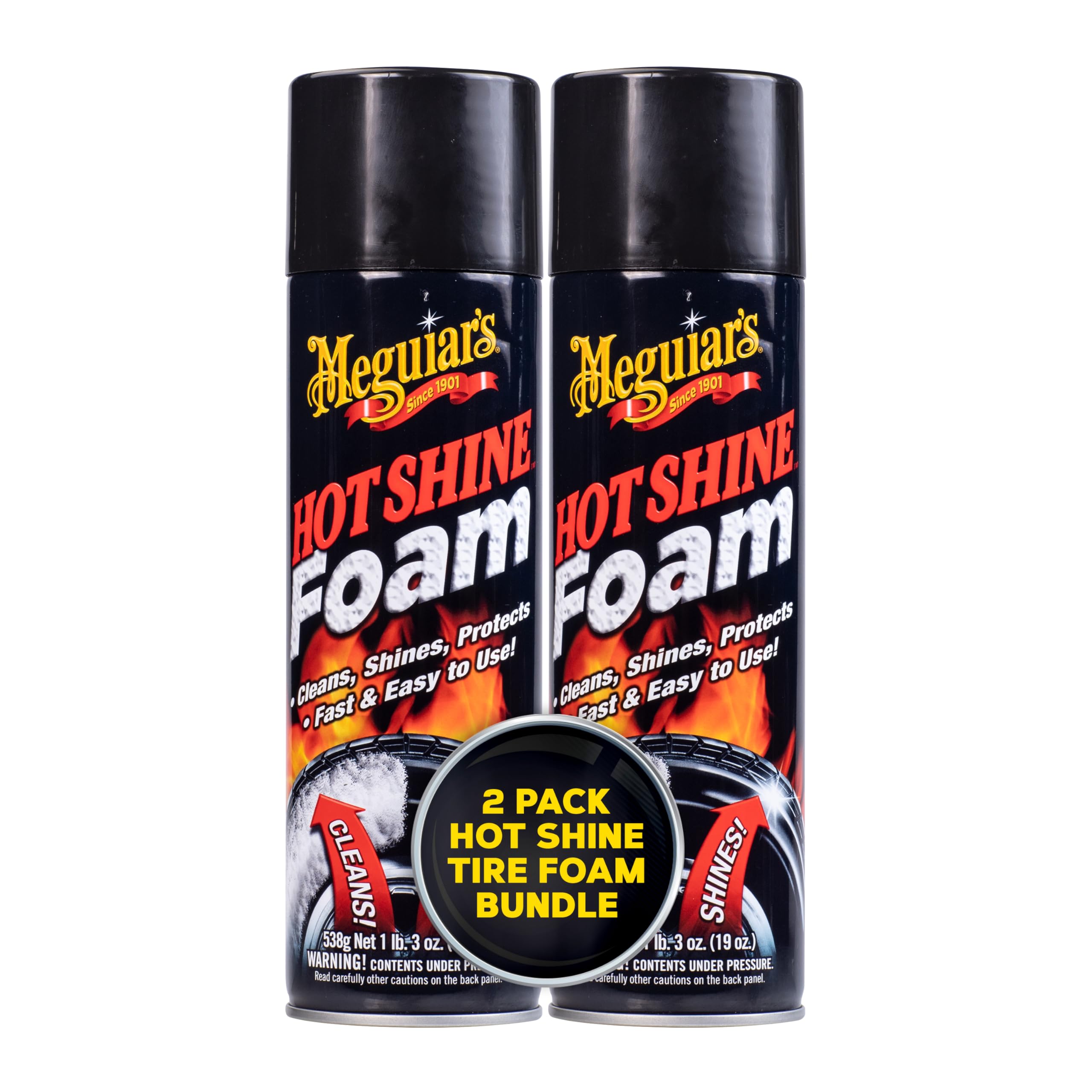 Meguiar's Hot Shine Tire Foam, Aerosol Tire Shine for Glossy, Rich Black Tires, 