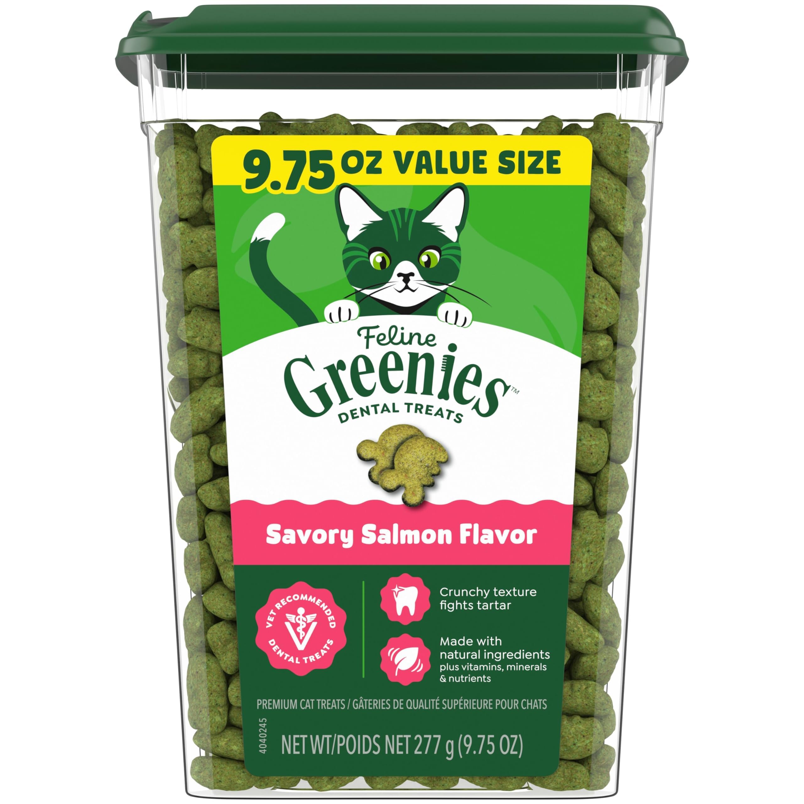 Greenies Feline Natural Crunchy Dental Cat Treats, Salmon Flavor, 9.75 oz | #1 v