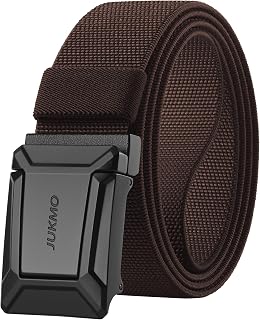 JUKMO Tactical Stretch Belt for Men, Military Work Rigger Hiking, 3.8 cm Elastic Nylon Web Ratchet Quick Release Belt in Gift Box