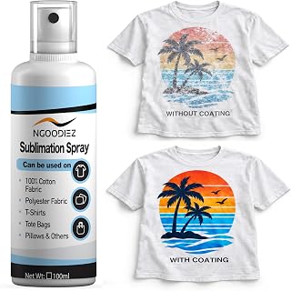 NGOODIEZ Sublimation Spray for Cotton T-Shirts &amp; Polyester | Complete Kit with Extra Nozzle &amp; Pro Guide | Sublimation Coating Spray for All Materials | Quick Dry, Anti-Fade, Washable (100ml)