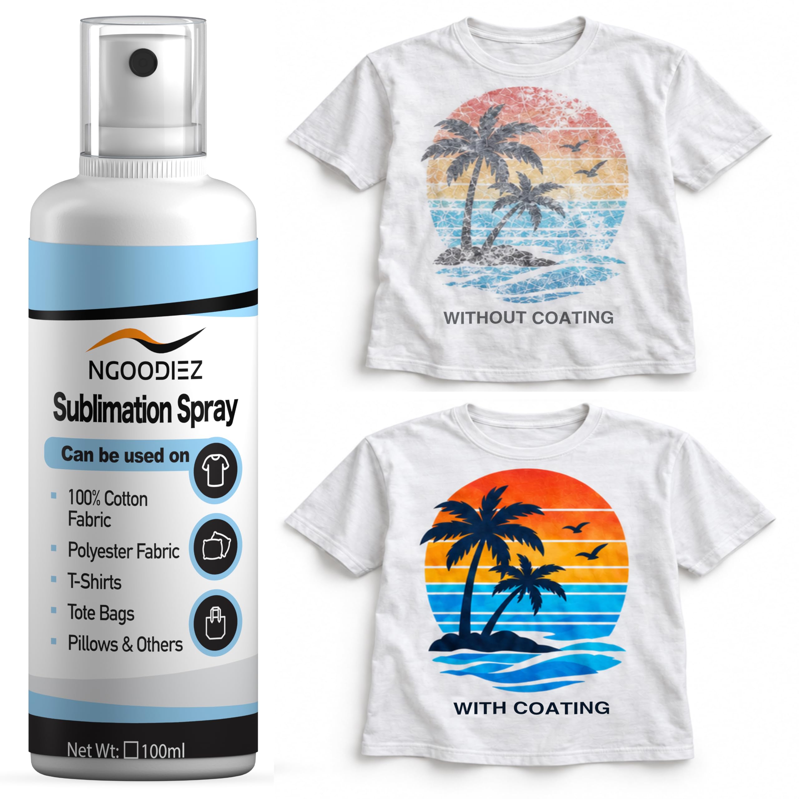 NGOODIEZ Sublimation Spray for Cotton T-Shirts &amp; Polyester | Complete Kit wi