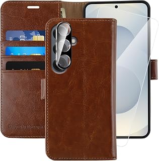 MONASAY Wallet Case for Samsung S25 with 3 Card Holders - Brown