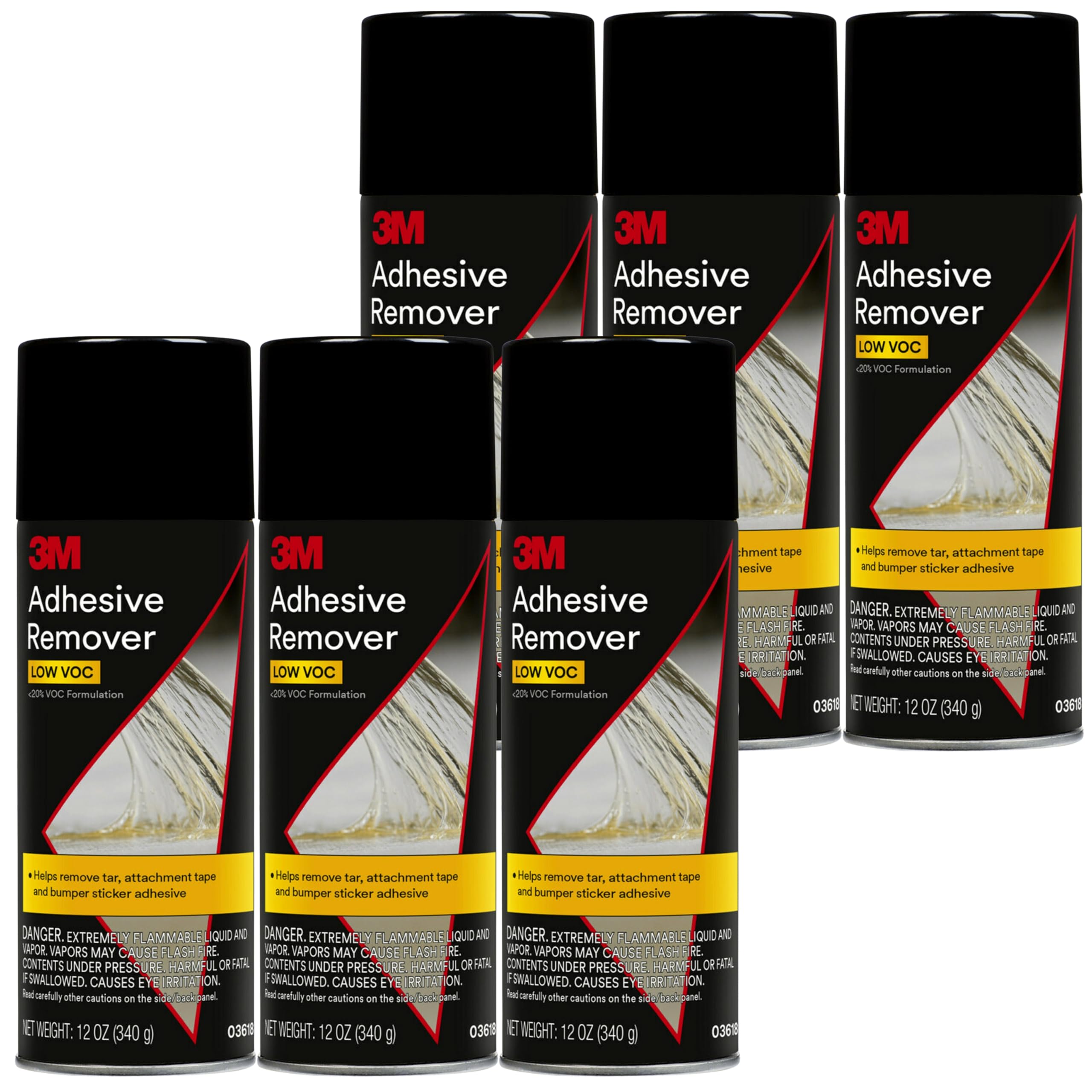 3M Adhesive Remover 12 oz (Pack of 6) – Low VOC, CARB Compliant, Fast-Acting Res