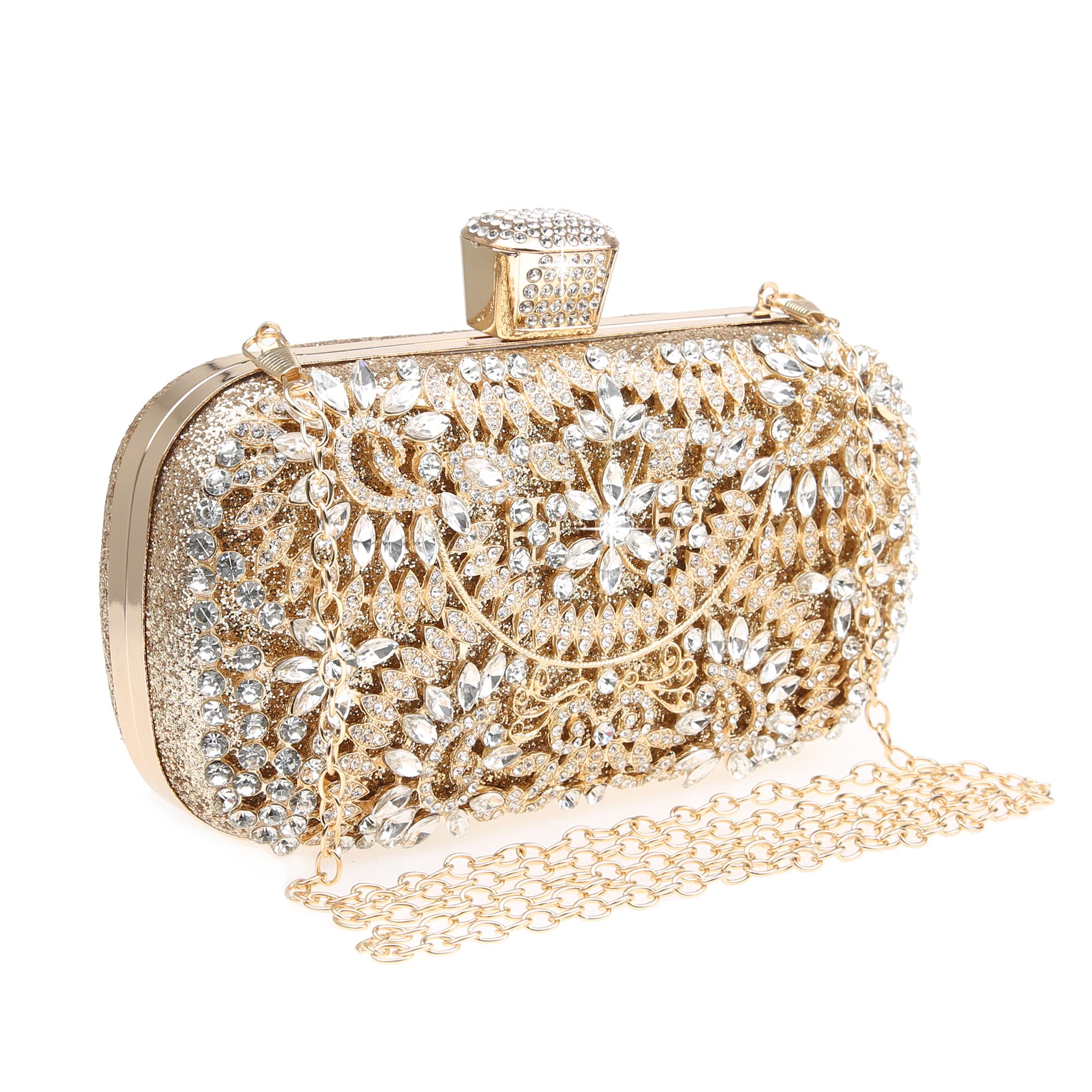 DA BODAN Womens Sparkly Rhinestone Crystal Clutch Bag Glitter Sequin Bridal Purs