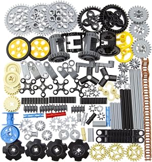 Habow 116pcs Technic-Parts Gears-Axle-Pin-Connector Compatible with Lego-Technic, Wheels Link Chain Gear Rack Steering Wheel Technic Bush Hook Tow Ball String Reel Differential. MOC Building-Blocks.