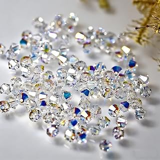 184 Pieces Crystal Beads, Small Faceted Glass Beads Bulk for Jewelry Making, Bracelets, Necklaces, Cubic Gems, Diamonds, Tabletop Centerpiece (4mm)