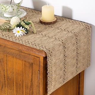 Boho Table Runner Fall Farmhouse Rustic Dining Dresser Scarf Home Decor | Kitchen Centerpiece Long Macrame Woven Cotton Linen Coffee Table Runner Holiday Party Decorations 12x72in
