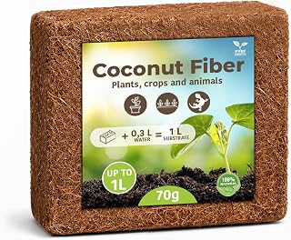 PYEF CRAFTS Coco Coir Brick for Plants and Reptiles (1L) | Coconut fibres for cultivation, indoor plants, turtles, peat free