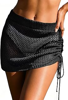 AI'MAGE Women Crochet Skirt 2025 Knit Drawstring Beach Skirt Cover Up Swimwear XS-XXL