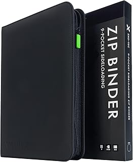 Vault X 9 Pocket Zip Trading Card Binder 360 Cards Exo-Tec (Black) | Holds 360 standard-size TCG cards in 20 side-loading 9-pocket pages. Padded, water-resistant Exo-Tec cover.